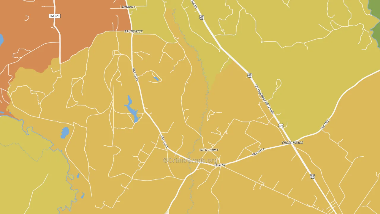 Brunswick, TX Map of Drug-Related Crime Rates