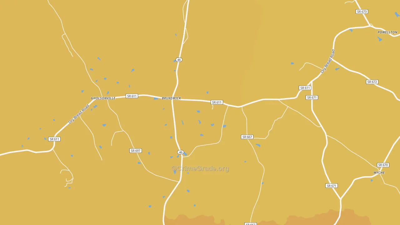 Brunswick, VA Map of Drug-Related Crime Rates