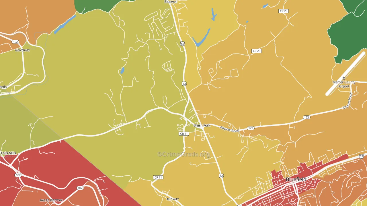 Brush Fork, WV Map of Drug-Related Crime Rates