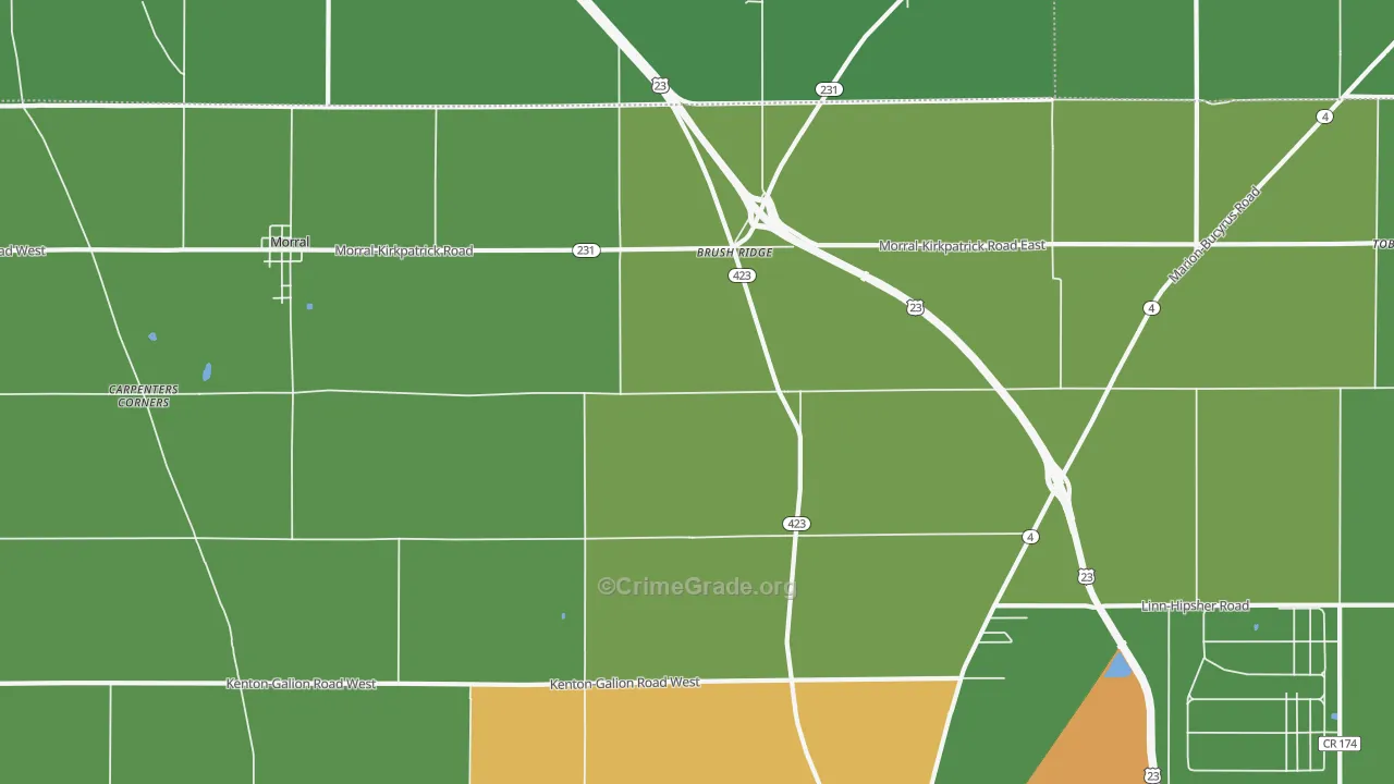 Brush Ridge, OH Map of Drug-Related Crime Rates