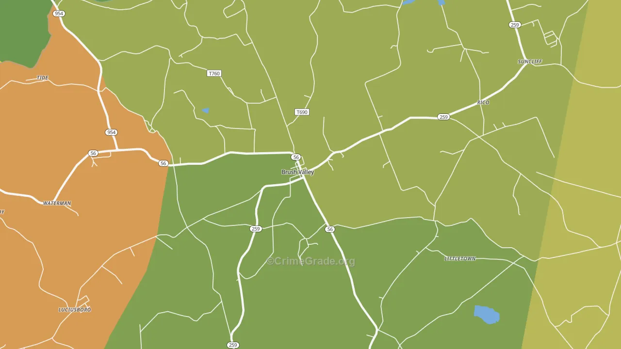 Brush Valley, PA Map of Drug-Related Crime Rates