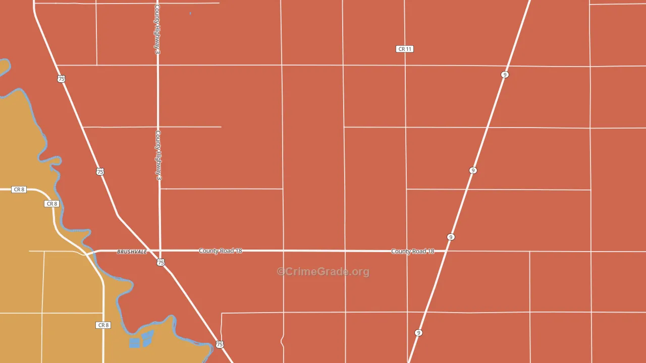 Brushvale, MN Map of Drug-Related Crime Rates