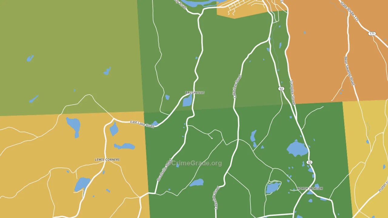 Brushville, PA Map of Drug-Related Crime Rates