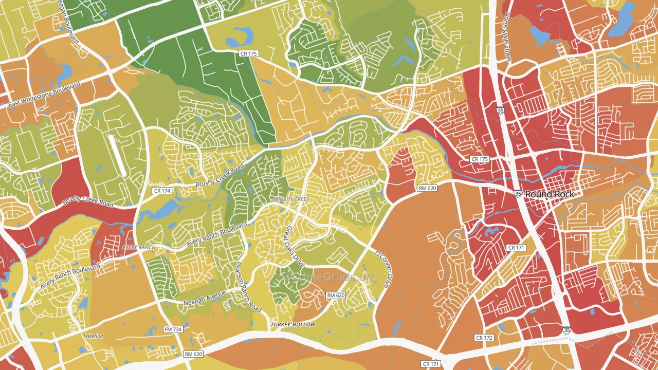 Brushy Creek, TX Map of Drug-Related Crime Rates