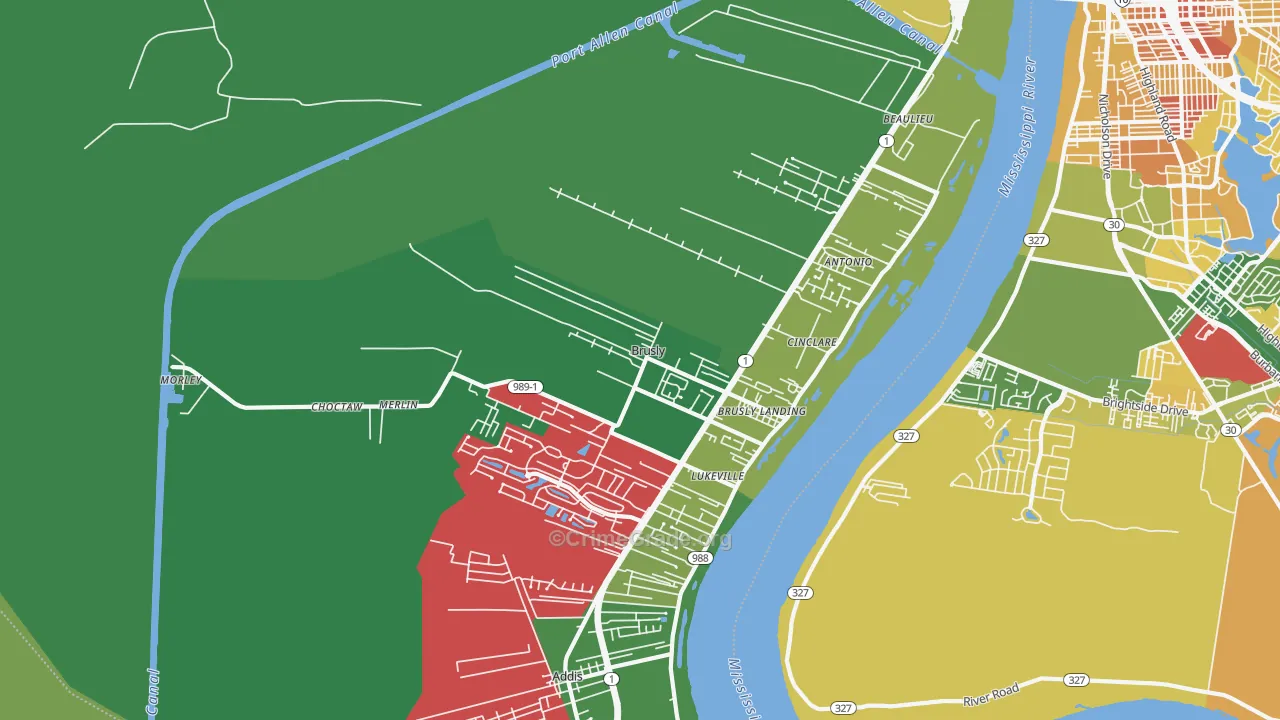 Brusly, LA Map of Drug-Related Crime Rates