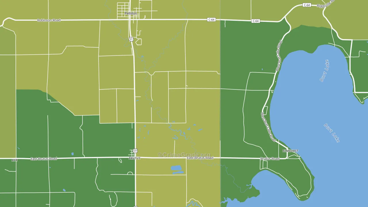 Brutus, MI Map of Drug-Related Crime Rates