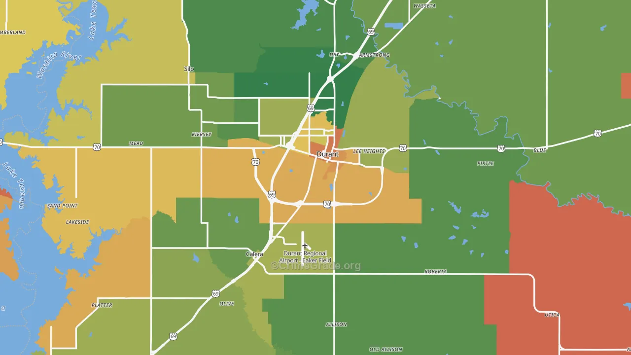 Bryan County, OK Map of Drug-Related Crime Rates