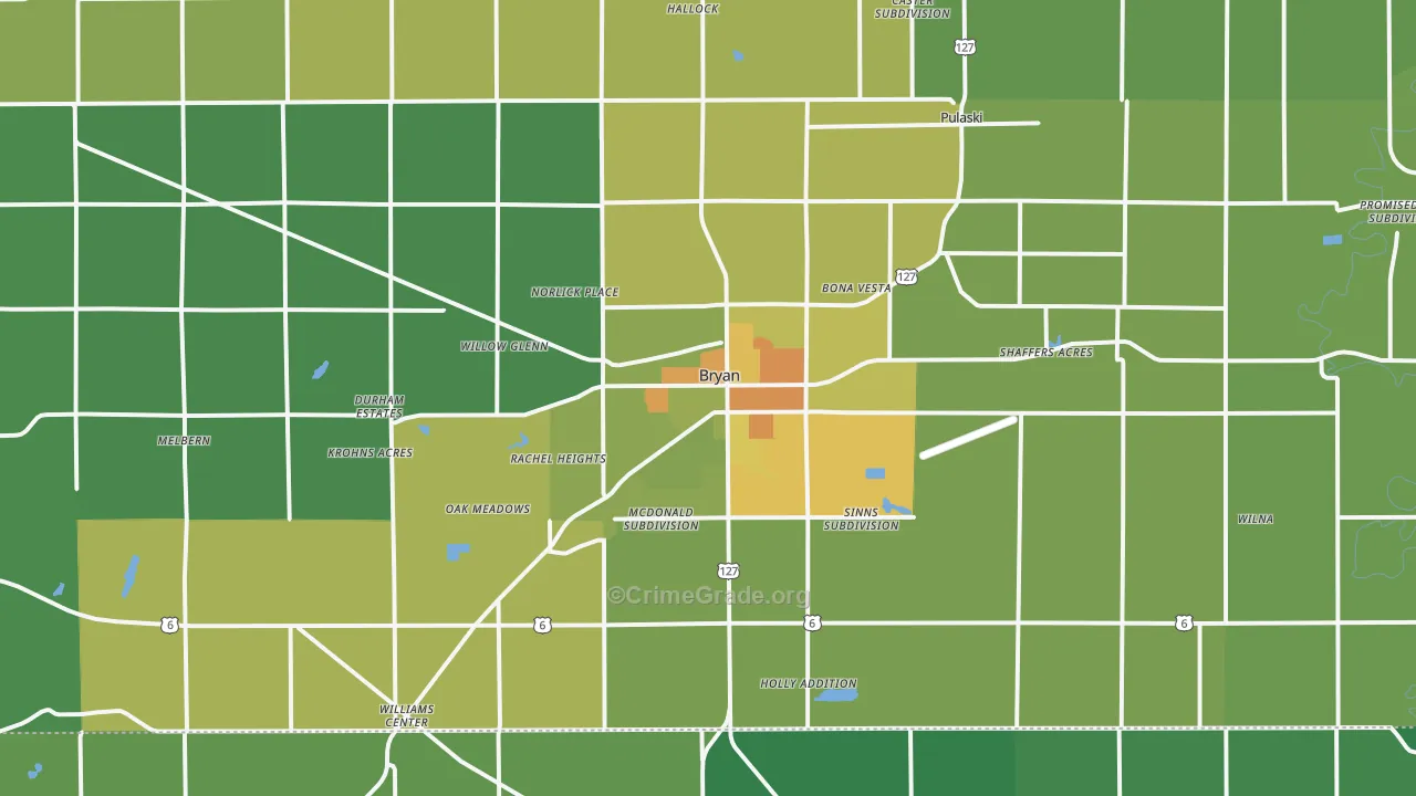Bryan, OH Map of Drug-Related Crime Rates