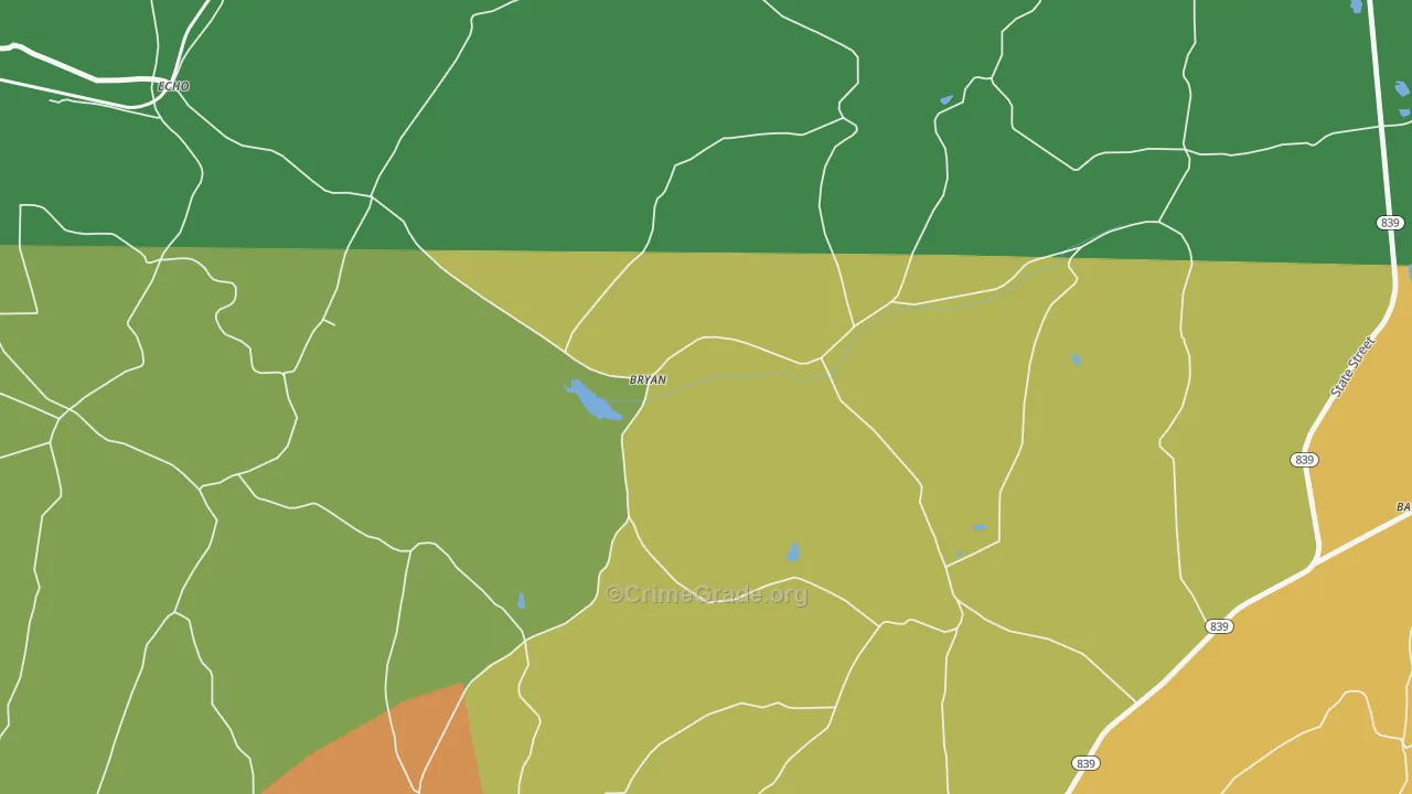 Bryan, PA Map of Drug-Related Crime Rates