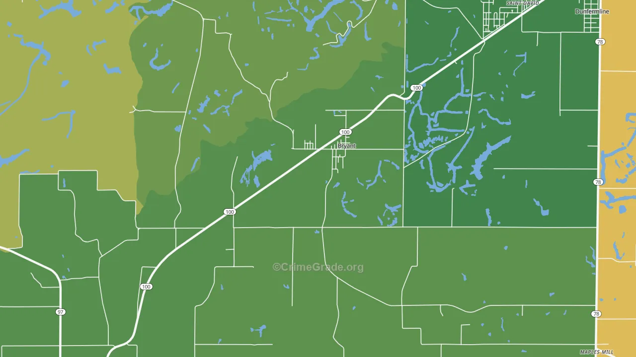 Bryant, IL Map of Drug-Related Crime Rates