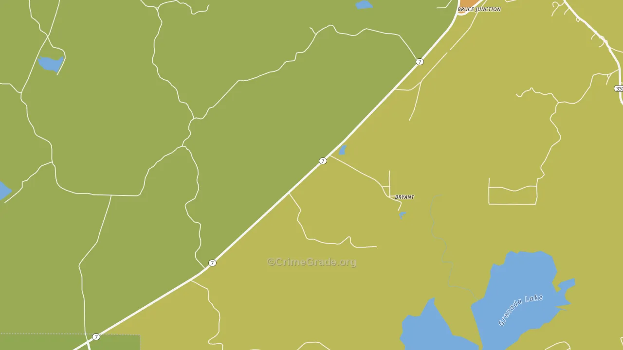 Bryant, MS Map of Drug-Related Crime Rates