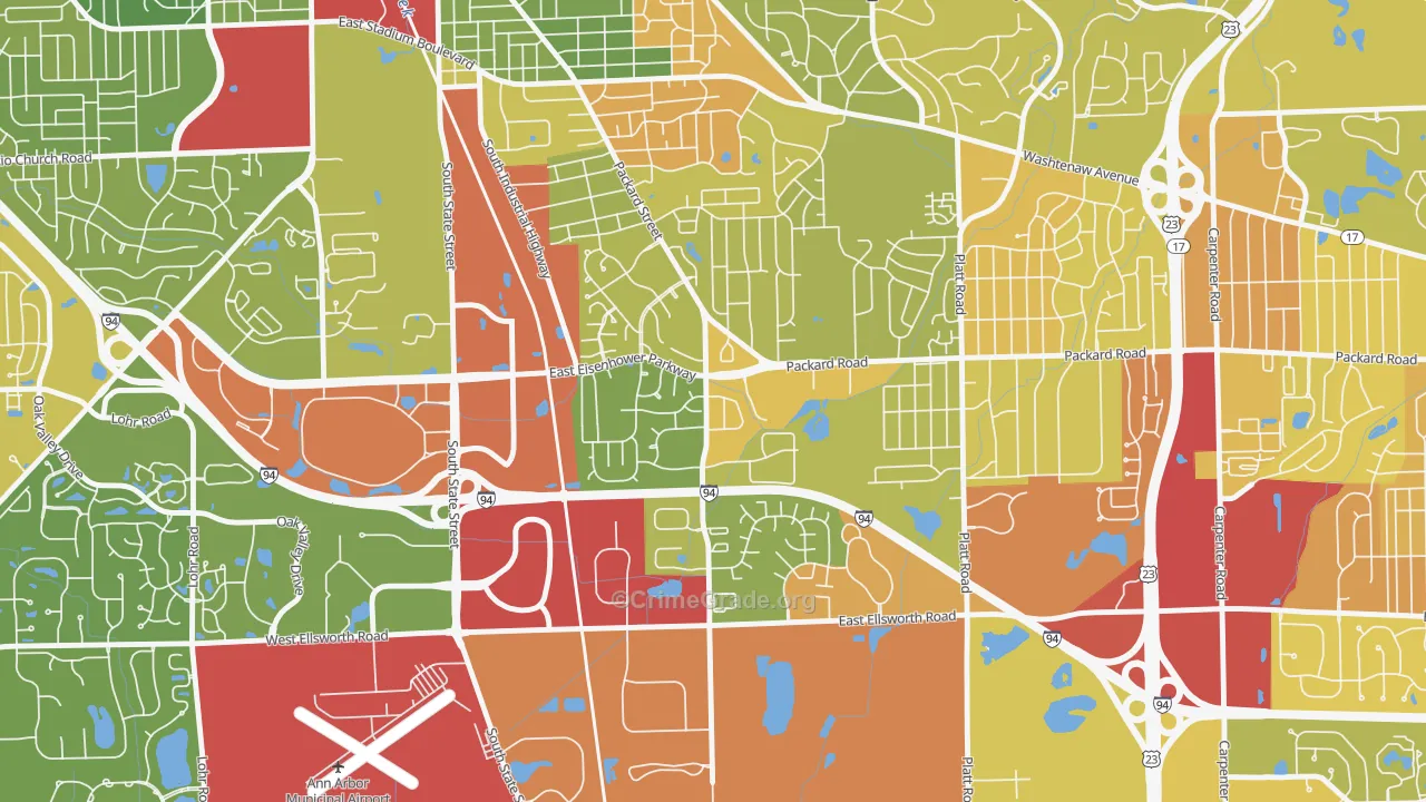 Bryant Pattengill East, Ann Arbor, MI Map of Drug-Related Crime Rates