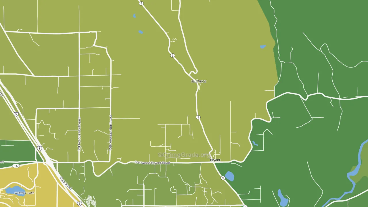 Bryant, WA Map of Drug-Related Crime Rates