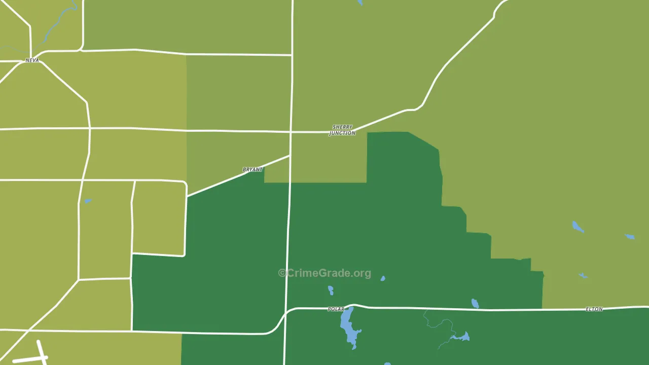 Bryant, WI Map of Drug-Related Crime Rates
