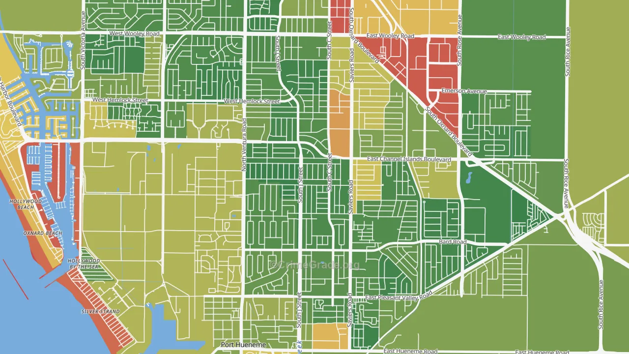 Bryce Canyon North, Oxnard, CA Map of Drug-Related Crime Rates
