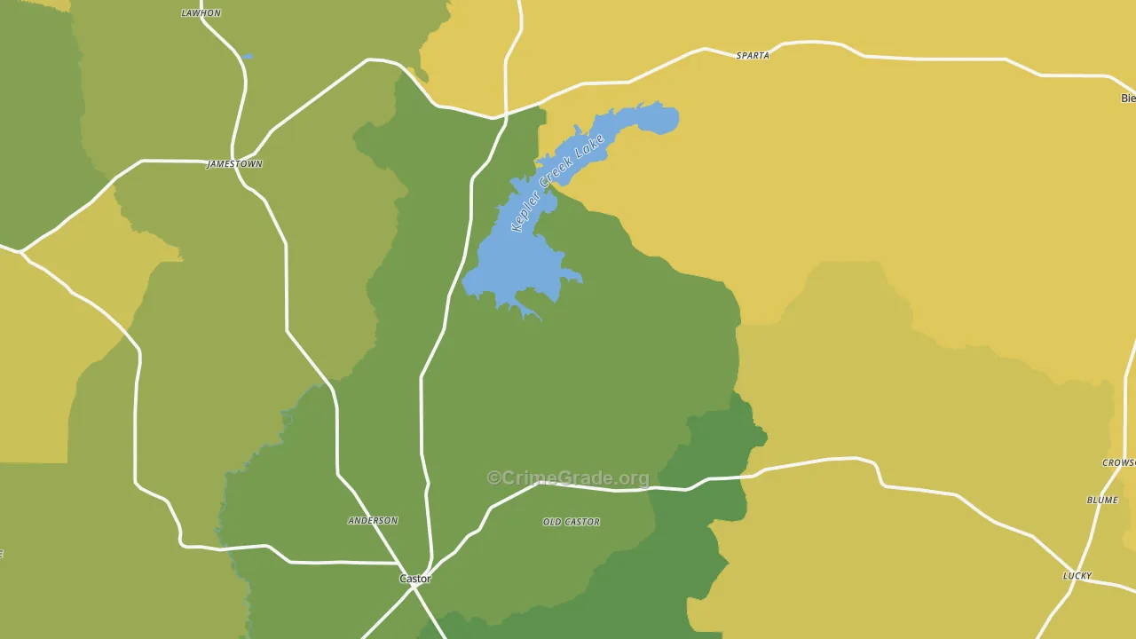 Bryceland, LA Map of Drug-Related Crime Rates