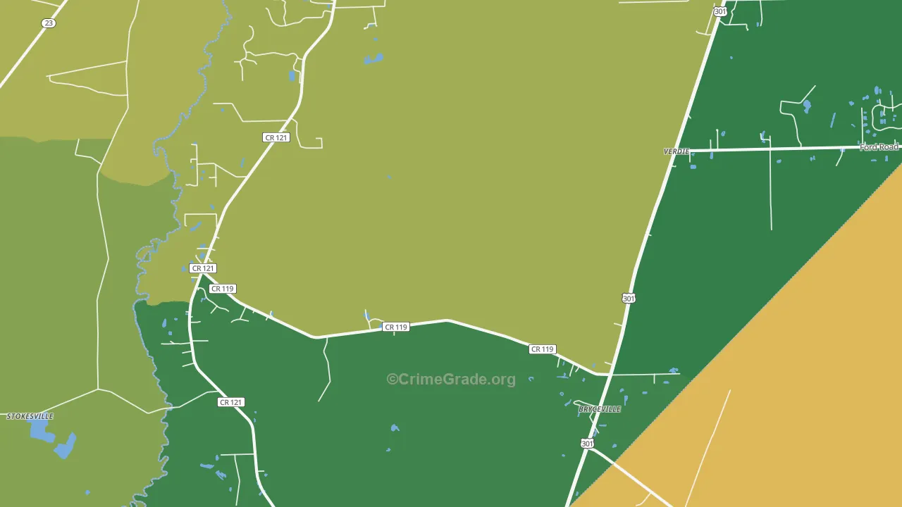 Bryceville, FL Map of Drug-Related Crime Rates