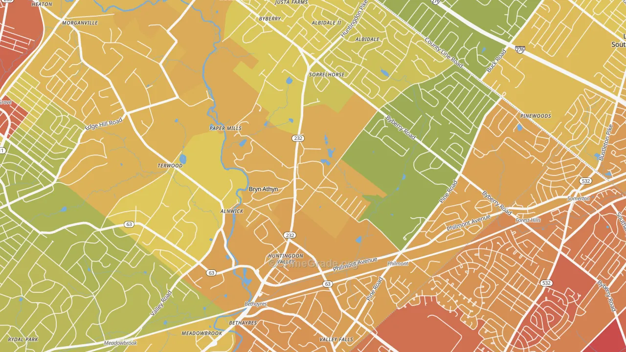 Bryn Athyn, PA Map of Drug-Related Crime Rates