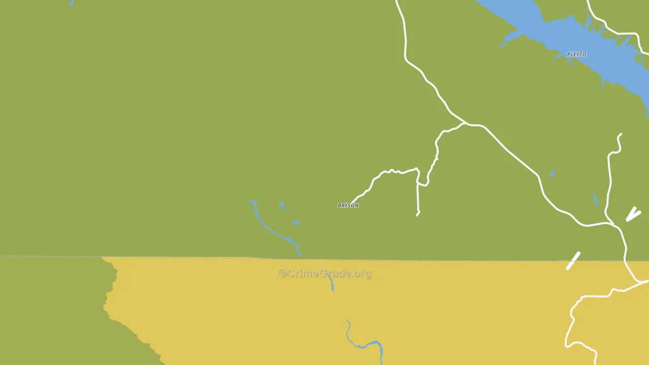 Bryson, CA Map of Drug-Related Crime Rates