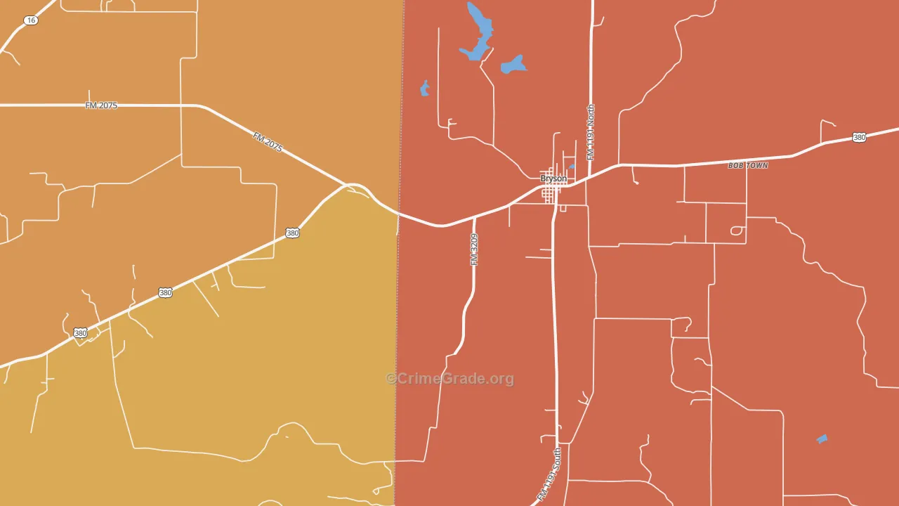 Bryson, TX Map of Drug-Related Crime Rates