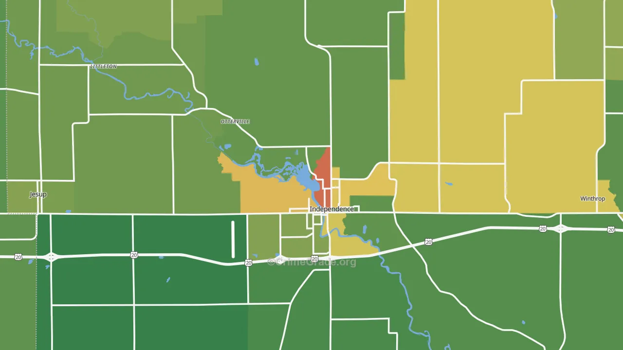 Buchanan County, IA Map of Drug-Related Crime Rates