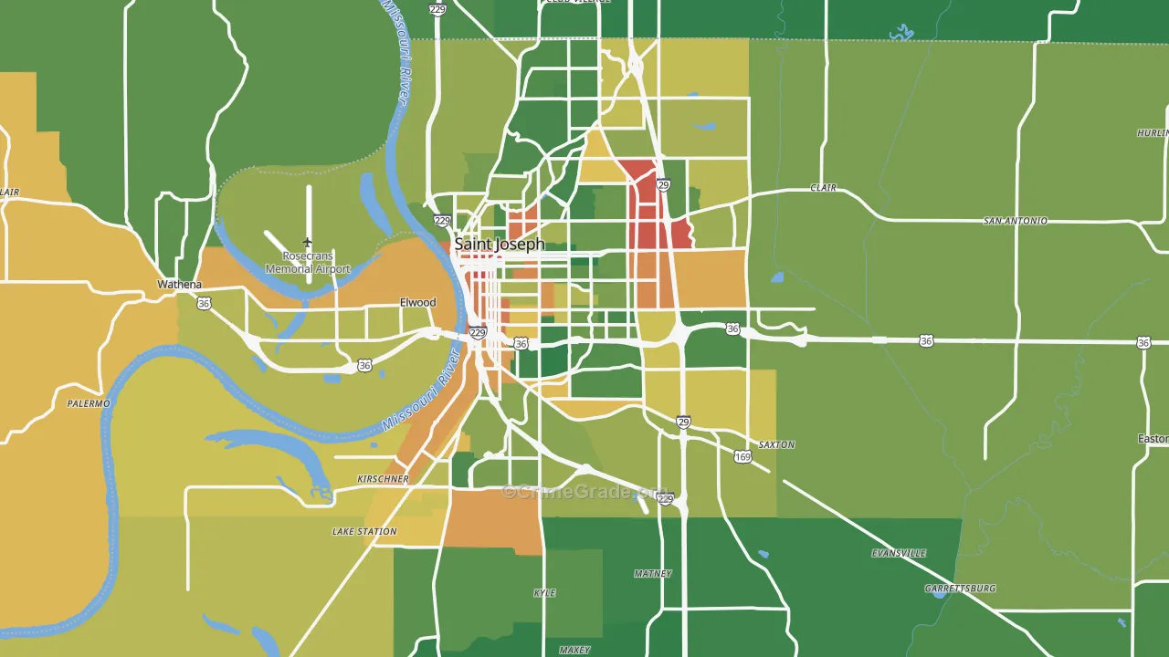 Buchanan County, MO Map of Drug-Related Crime Rates