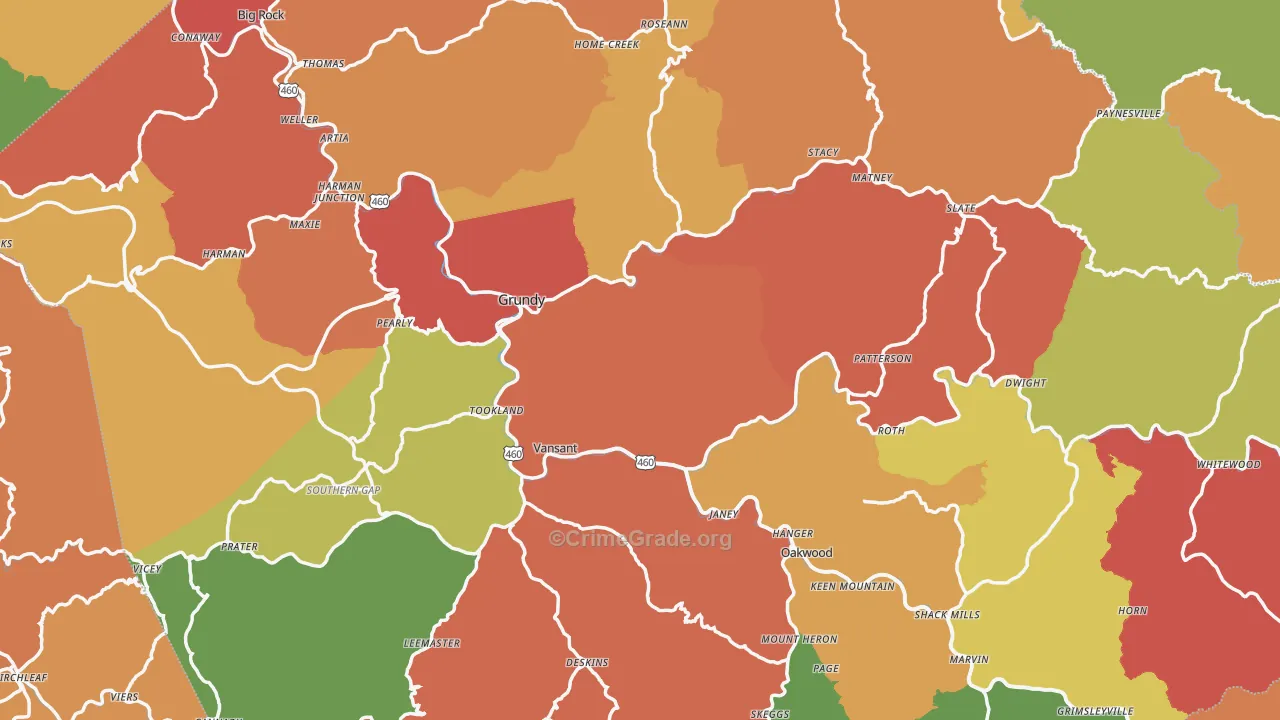 Buchanan County, VA Map of Drug-Related Crime Rates