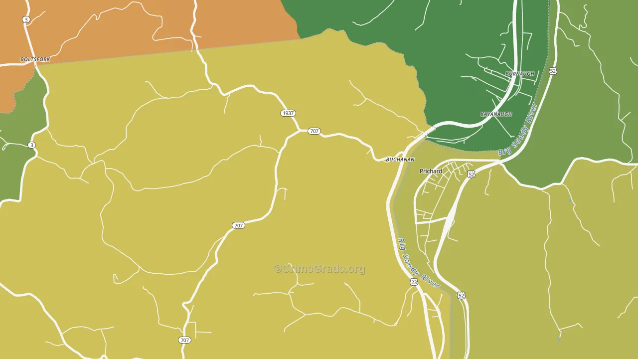 Buchanan, KY Map of Drug-Related Crime Rates