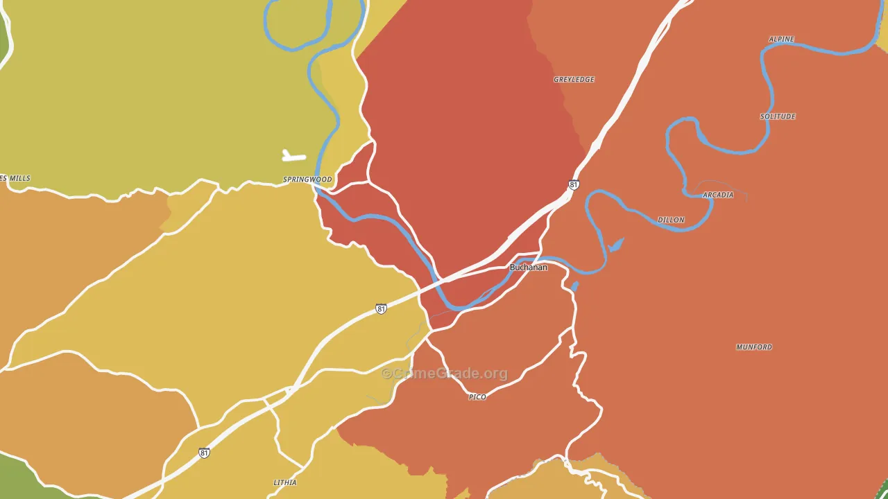 Buchanan, VA Map of Drug-Related Crime Rates