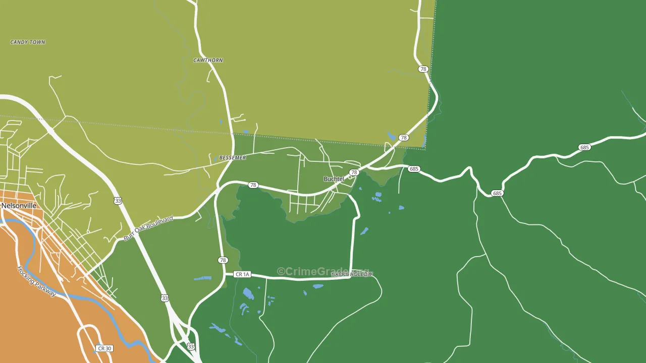 Buchtel, OH Map of Drug-Related Crime Rates