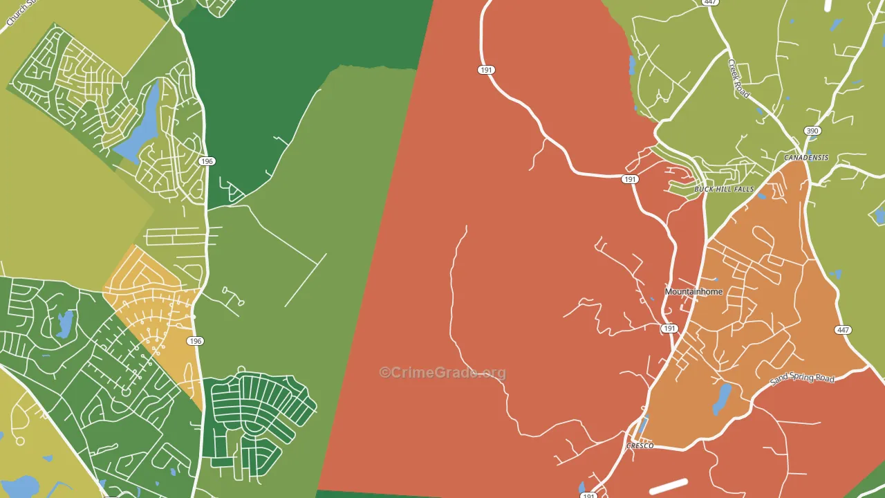 Buck Hill Falls, PA Map of Drug-Related Crime Rates