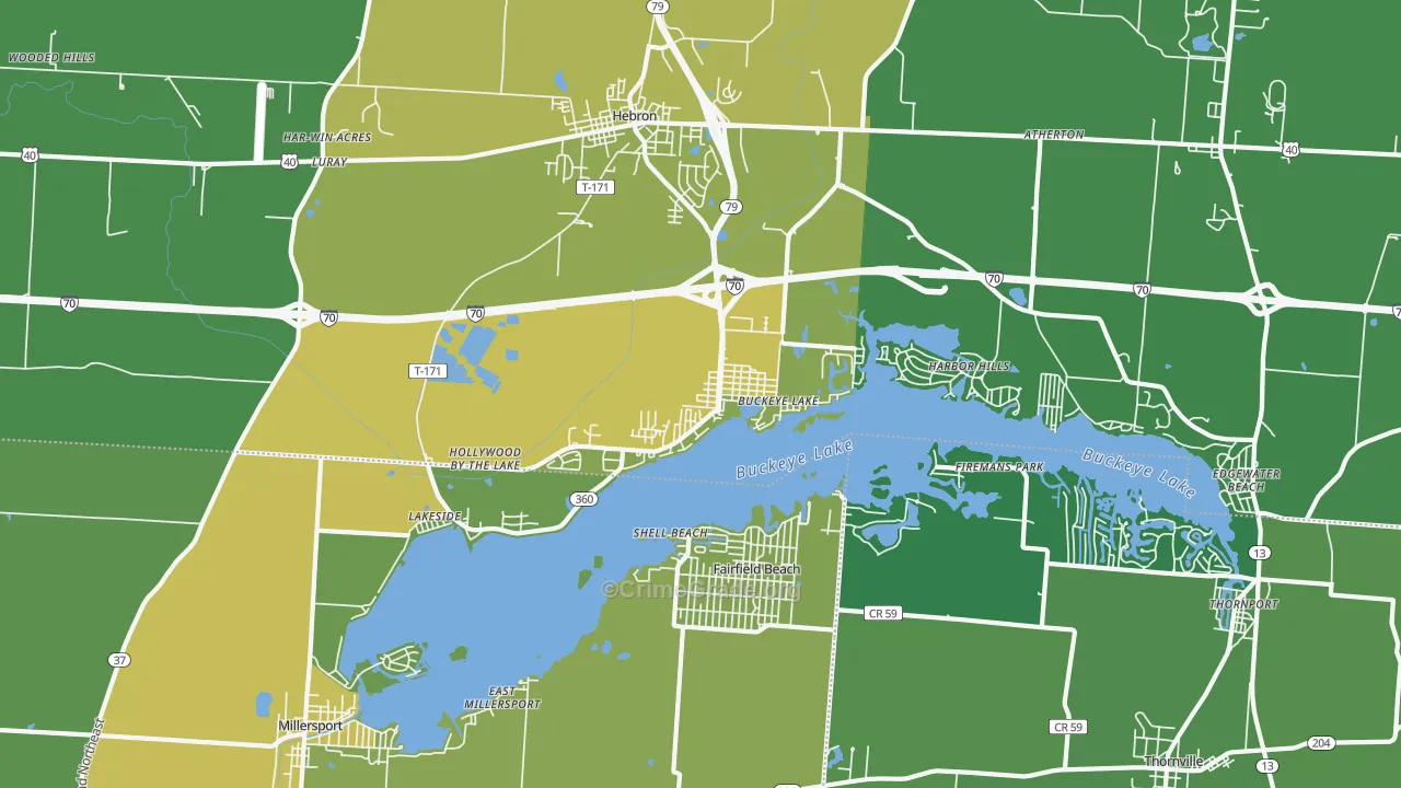 Buckeye Lake, OH Map of Drug-Related Crime Rates