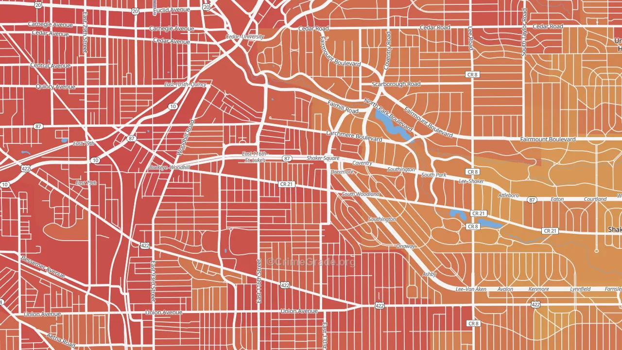 Buckeye-Shaker, Cleveland, OH Map of Drug-Related Crime Rates