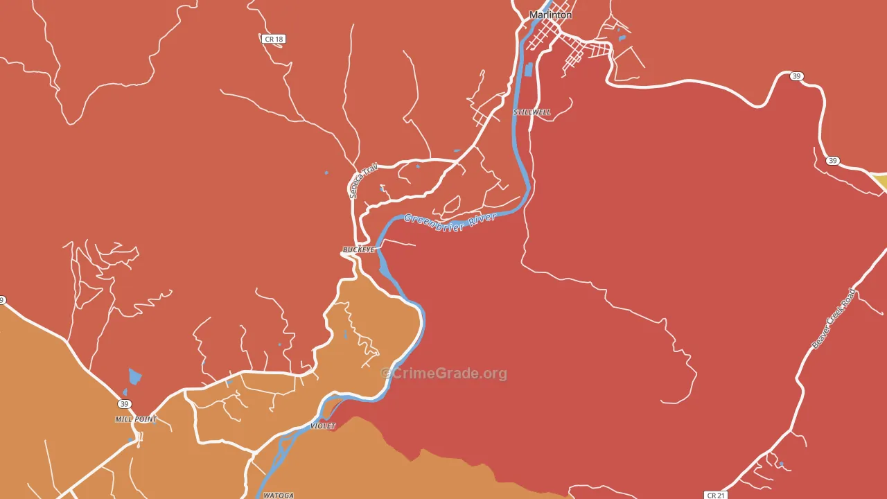 Buckeye, WV Map of Drug-Related Crime Rates
