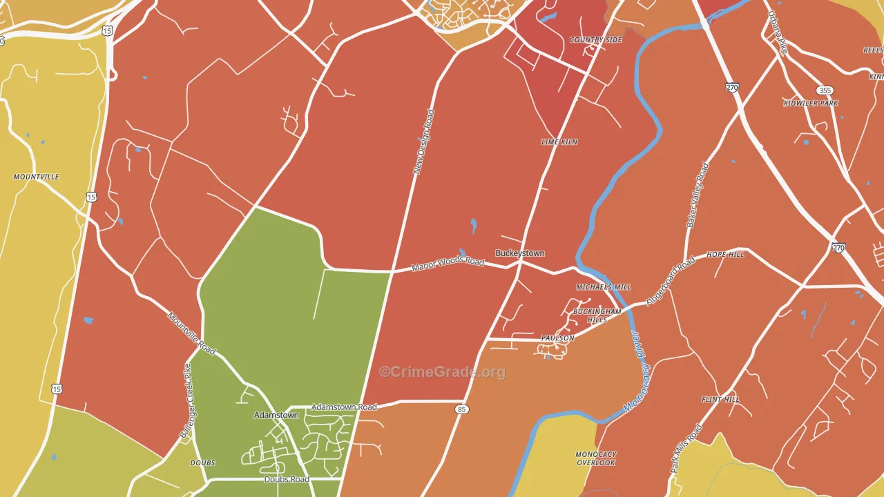Buckeystown, MD Map of Drug-Related Crime Rates