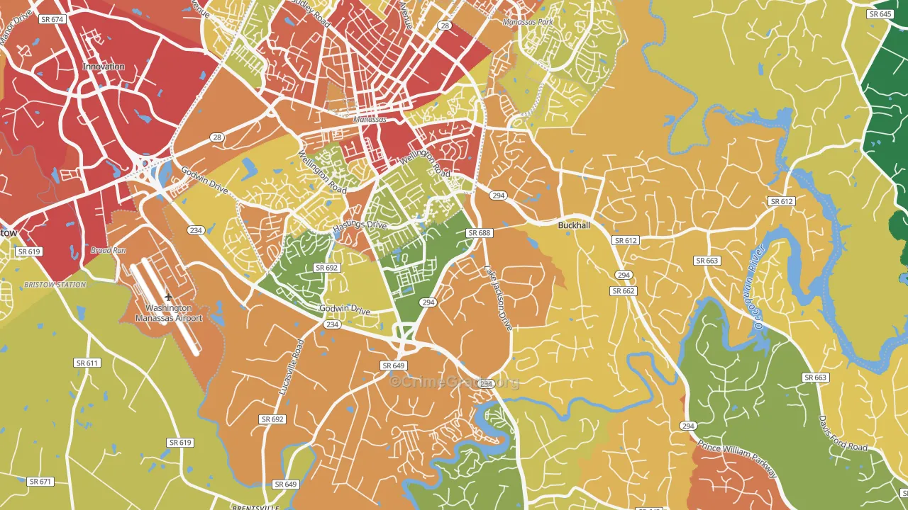 Buckhall, VA Map of Drug-Related Crime Rates