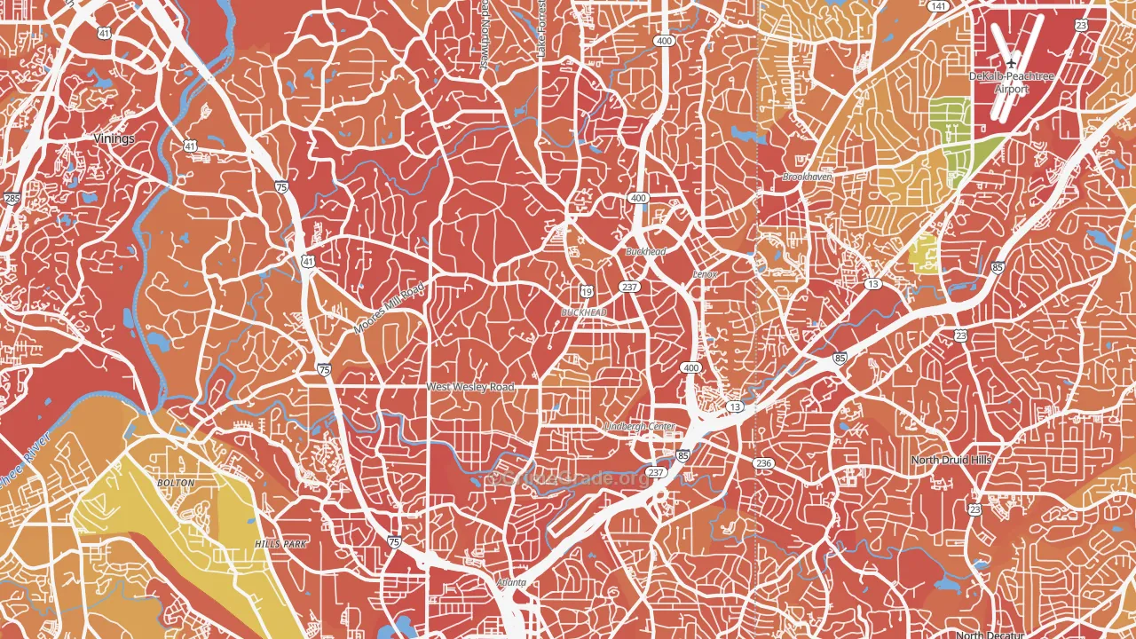 Buckhead, Atlanta, GA Map of Drug-Related Crime Rates