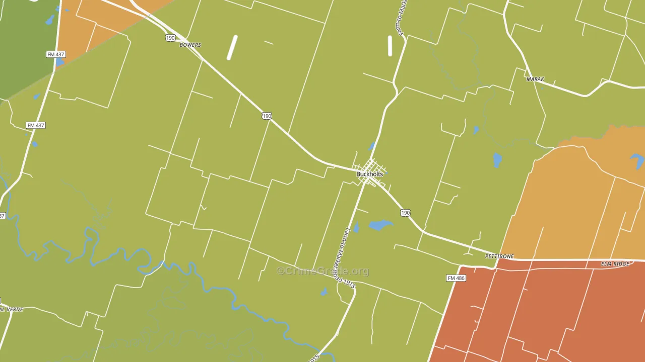 Buckholts, TX Map of Drug-Related Crime Rates