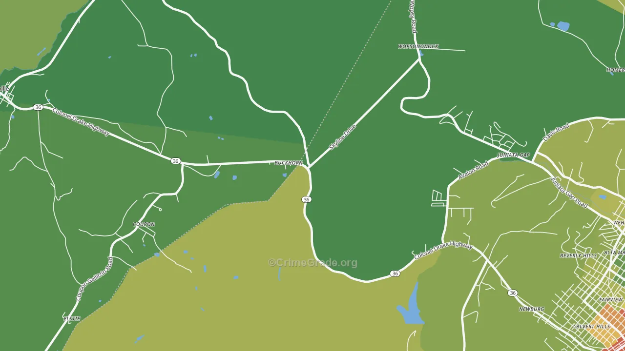 Buckhorn, PA Map of Drug-Related Crime Rates
