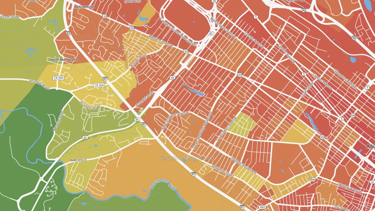 Buckingham Lake-Crestwood, Albany, NY Map of Drug-Related Crime Rates