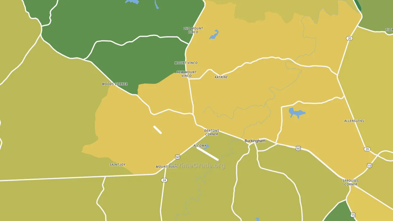 Buckingham, VA Map of Drug-Related Crime Rates