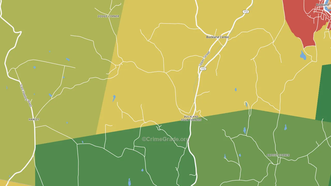 Buckland, MA Map of Drug-Related Crime Rates