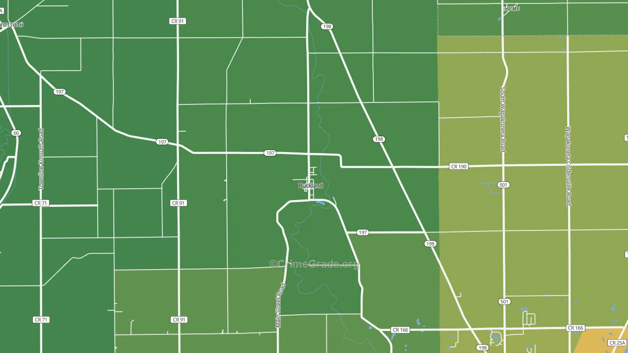 Buckland, OH Map of Drug-Related Crime Rates