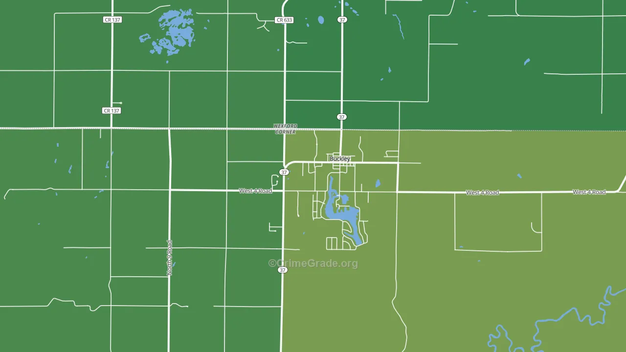 Buckley, MI Map of Drug-Related Crime Rates