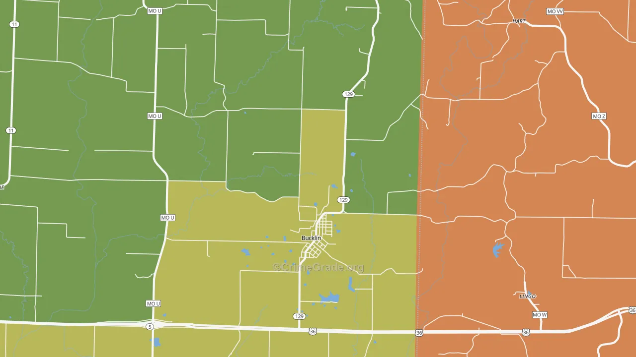 Bucklin, MO Map of Drug-Related Crime Rates