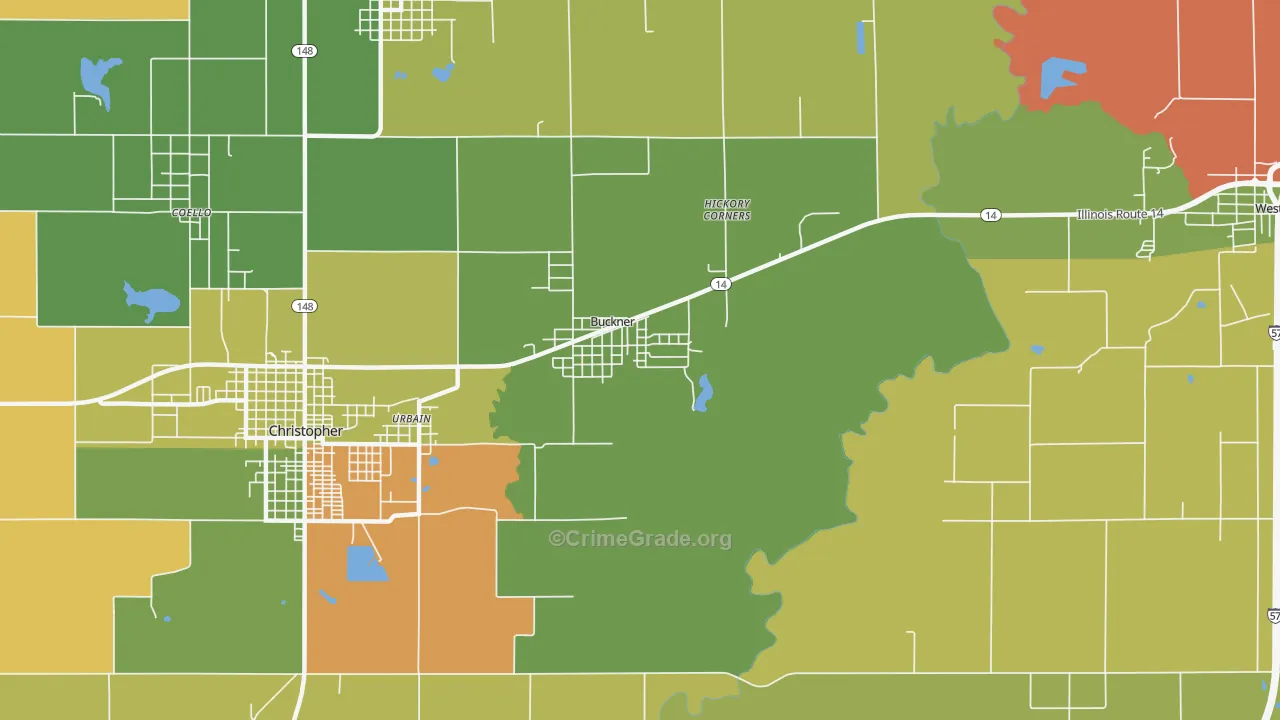 Buckner, IL Map of Drug-Related Crime Rates
