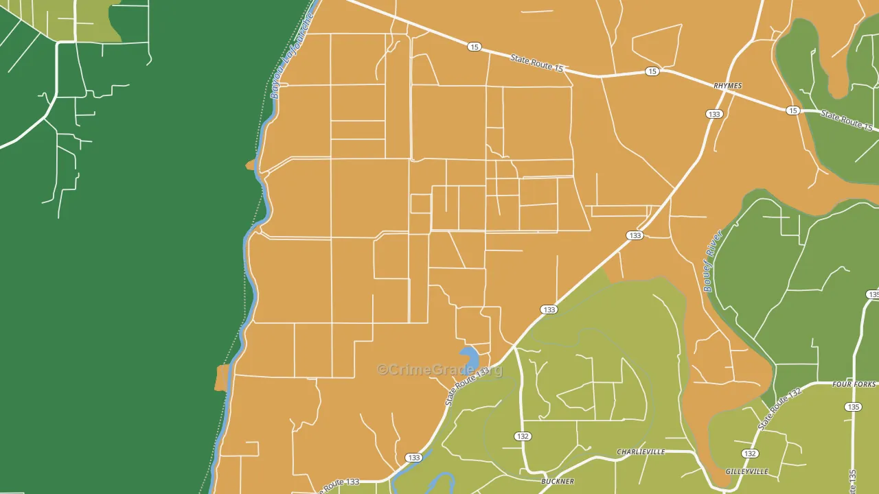 Buckner, LA Map of Drug-Related Crime Rates