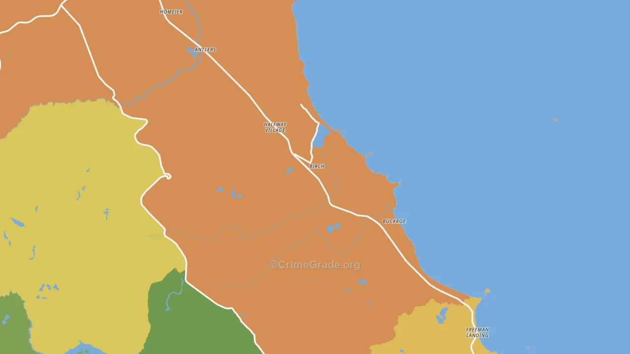 Buckroe, MI Map of Drug-Related Crime Rates