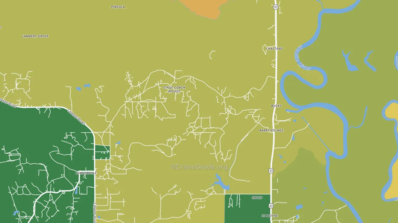 Bucks, AL Map of Drug-Related Crime Rates