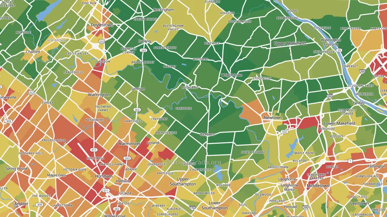 Bucks County, PA Map of Drug-Related Crime Rates